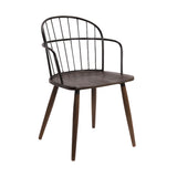 Benzara Metal Frame Side Chair with Open Backrest, Black and Brown BM236435 Black, Brown Metal, Plywood BM236435