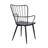 Benzara 17 Inch Metal Frame Side Chair with High Backrest, Black BM236438 Black Metal, Plywood BM236438