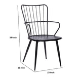 Benzara 17 Inch Metal Frame Side Chair with High Backrest, Black BM236438 Black Metal, Plywood BM236438