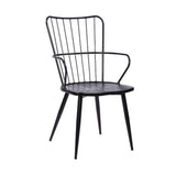 Benzara 17 Inch Metal Frame Side Chair with High Backrest, Black BM236438 Black Metal, Plywood BM236438