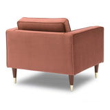 Benzara Tufted Fabric Upholstered Club Chair with Piped Stitching, Pink BM236450 Pink Solid Wood and Fabric BM236450