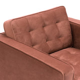 Benzara Tufted Fabric Upholstered Club Chair with Piped Stitching, Pink BM236450 Pink Solid Wood and Fabric BM236450