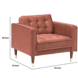 Benzara Tufted Fabric Upholstered Club Chair with Piped Stitching, Pink BM236450 Pink Solid Wood and Fabric BM236450