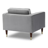 Benzara Tufted Fabric Upholstered Club Chair with Piped Stitching, Gray BM236451 Gray Solid Wood and Fabric BM236451