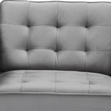 Benzara Tufted Fabric Upholstered Club Chair with Piped Stitching, Gray BM236451 Gray Solid Wood and Fabric BM236451