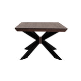 Benzara Wooden Coffee Table with Intersected Double X Shaped Legs, Brown and Black BM236480 Brown and Black Solid Wood, Veneer and Metal BM236480