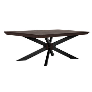 Benzara Wooden Coffee Table with Intersected Double X Shaped Legs, Brown and Black BM236480 Brown and Black Solid Wood, Veneer and Metal BM236480