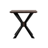 Benzara Wooden End Table with Intersected Double X Shaped Legs, Brown and Black BM236481 Brown and Black Solid Wood, Veneer and Metal BM236481