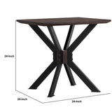 Benzara Wooden End Table with Intersected Double X Shaped Legs, Brown and Black BM236481 Brown and Black Solid Wood, Veneer and Metal BM236481