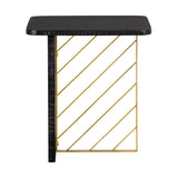 Benzara 18 Inch Wooden Side Table with Metal Accents, Black and Gold BM236485 Black and Gold Solid Wood and Metal BM236485