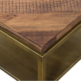 Benzara 45 Inch Wooden and Metal Console Table, Brown and Brass BM236487 Brown and Brass Solid Wood and Metal BM236487