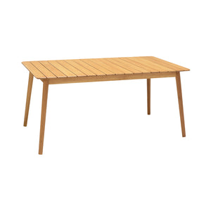 Benzara 63 Inches Rectangular Plank Style Outdoor Dining Table, Brown BM236511 Brown Solid Wood BM236511