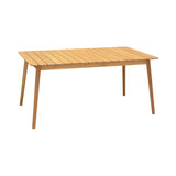 63 Inches Rectangular Plank Style Outdoor Dining Table, Brown