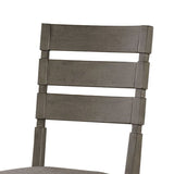 Benzara Wooden Side Chairs with Ladder Style Back, Set of 2, Gray BM236565 Gray Wood and Fabric BM236565