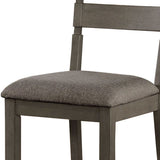 Benzara Wooden Side Chairs with Ladder Style Back, Set of 2, Gray BM236565 Gray Wood and Fabric BM236565