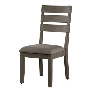 Benzara Wooden Side Chairs with Ladder Style Back, Set of 2, Gray BM236565 Gray Wood and Fabric BM236565