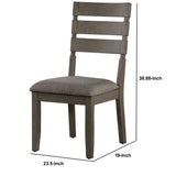 Benzara Wooden Side Chairs with Ladder Style Back, Set of 2, Gray BM236565 Gray Wood and Fabric BM236565