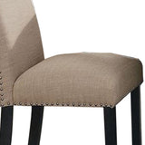 Benzara Wooden Side Chairs with Nailhead Trims, Set of 2, Beige and Black BM236573 Black and Beige Wood and Fabric BM236573