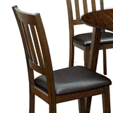 Benzara Wooden Dining Table with Ladder Back Style Chairs, Set of 5, Brown BM236574 Brown Wood and Faux Leather BM236574