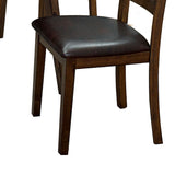 Benzara Wooden Dining Table with Ladder Back Style Chairs, Set of 5, Brown BM236574 Brown Wood and Faux Leather BM236574