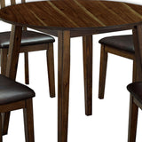 Benzara Wooden Dining Table with Ladder Back Style Chairs, Set of 5, Brown BM236574 Brown Wood and Faux Leather BM236574