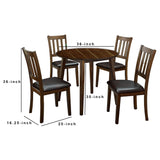 Benzara Wooden Dining Table with Ladder Back Style Chairs, Set of 5, Brown BM236574 Brown Wood and Faux Leather BM236574