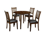 Wooden Dining Table with Ladder Back Style Chairs, Set of 5, Brown