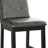 Benzara Wooden Counter Height Chairs with Padded Backrest, Set of 2, Gray and Black BM236575 Black and Gray Wood and Faux Leather BM236575