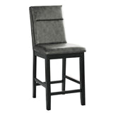 Benzara Wooden Counter Height Chairs with Padded Backrest, Set of 2, Gray and Black BM236575 Black and Gray Wood and Faux Leather BM236575