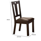 Benzara Wooden Side Chairs with Padded Seat, Set of 2, Brown BM236577 Brown Wood and Fabric BM236577