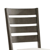 Benzara Wooden Side Chairs with Ladder Style Back, Set of 2, Gray and Beige BM236579 Gray and Beige Wood and Fabric BM236579