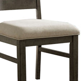 Benzara Wooden Side Chairs with Ladder Style Back, Set of 2, Gray and Beige BM236579 Gray and Beige Wood and Fabric BM236579