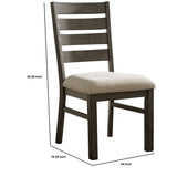 Benzara Wooden Side Chairs with Ladder Style Back, Set of 2, Gray and Beige BM236579 Gray and Beige Wood and Fabric BM236579