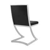 Benzara Leatherette Dining Chair with Cantilever Base, Set of 2, Black BM236590 Black Metal, Leatherette BM236590