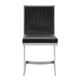 Benzara Leatherette Dining Chair with Cantilever Base, Set of 2, Black BM236590 Black Metal, Leatherette BM236590