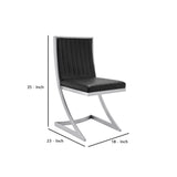 Benzara Leatherette Dining Chair with Cantilever Base, Set of 2, Black BM236590 Black Metal, Leatherette BM236590