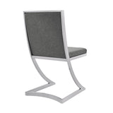 Benzara Leatherette Dining Chair with Cantilever Base, Set of 2, Gray BM236591 Gray Metal, Leatherette BM236591