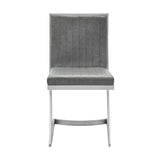 Benzara Leatherette Dining Chair with Cantilever Base, Set of 2, Gray BM236591 Gray Metal, Leatherette BM236591