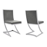 Leatherette Dining Chair with Cantilever Base, Set of 2, Gray