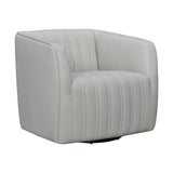 Leather Swivel Barrel Chair with Stitched Details, Gray