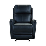 Benzara 19 Inch Contemporary Recliner Leather Chair with USB, Black BM236615 Black Metal, Leather, Solid Wood BM236615