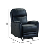 Benzara 19 Inch Contemporary Recliner Leather Chair with USB, Black BM236615 Black Metal, Leather, Solid Wood BM236615