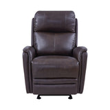 Benzara 19 Inch Contemporary Recliner Leather Chair with USB, Brown BM236616 Brown Metal, Leather, Solid Wood BM236616
