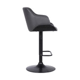 Benzara Faux Leather Metal Base Swivel Barstool with Metal Base, Gray BM236619 Gray Faux Leather, Plywood, Metal BM236619