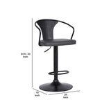 Benzara Adjustable Leatherette Swivel Barstool with Curved Back, Gray BM236622 Gray Leatherette, Plywood, Metal BM236622