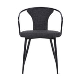 Benzara 19 Inch Modern Fabric Dining Chair with Curved Back, Black BM236624 Black Fabric, Plywood, Metal BM236624