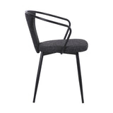 Benzara 19 Inch Modern Fabric Dining Chair with Curved Back, Black BM236624 Black Fabric, Plywood, Metal BM236624