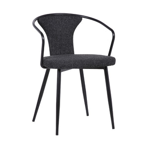 Benzara 19 Inch Modern Fabric Dining Chair with Curved Back, Black BM236624 Black Fabric, Plywood, Metal BM236624