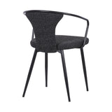 Benzara 19 Inch Modern Fabric Dining Chair with Curved Back, Black BM236624 Black Fabric, Plywood, Metal BM236624