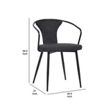 Benzara 19 Inch Modern Fabric Dining Chair with Curved Back, Black BM236624 Black Fabric, Plywood, Metal BM236624